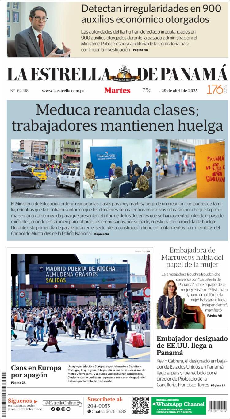 Portada de La Estrella de Panamá (Panam&aacute;)