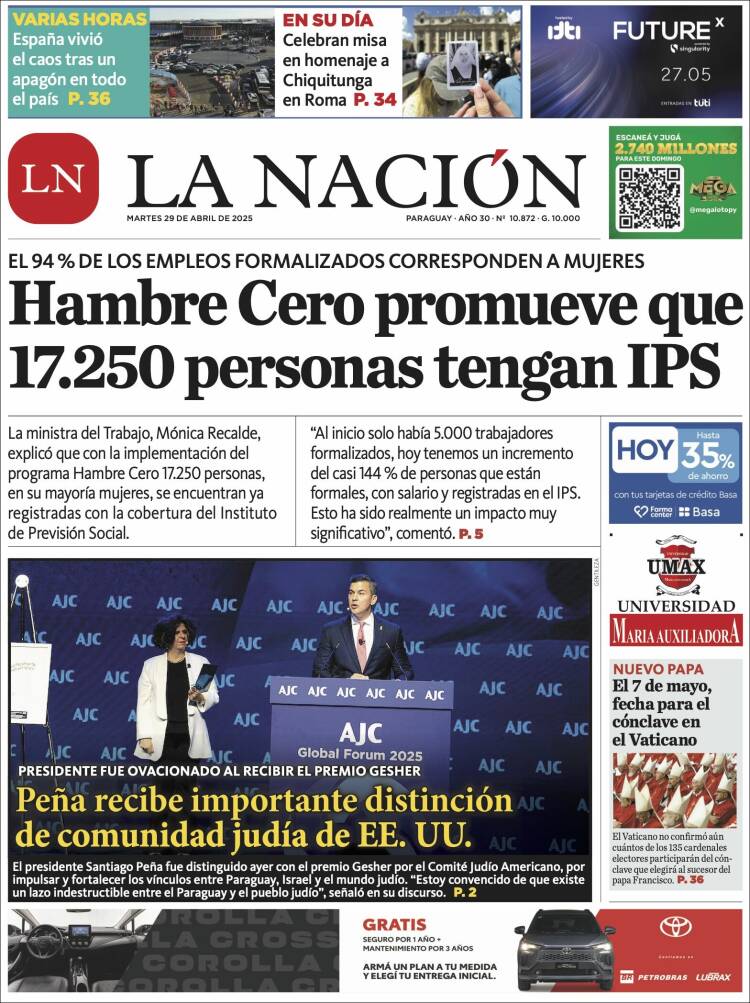 Portada de La Nación (Paraguay)