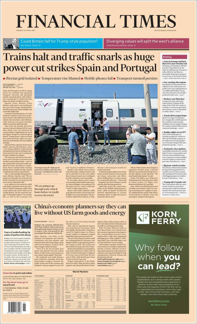 Portada de Financial Times (Reino Unido)