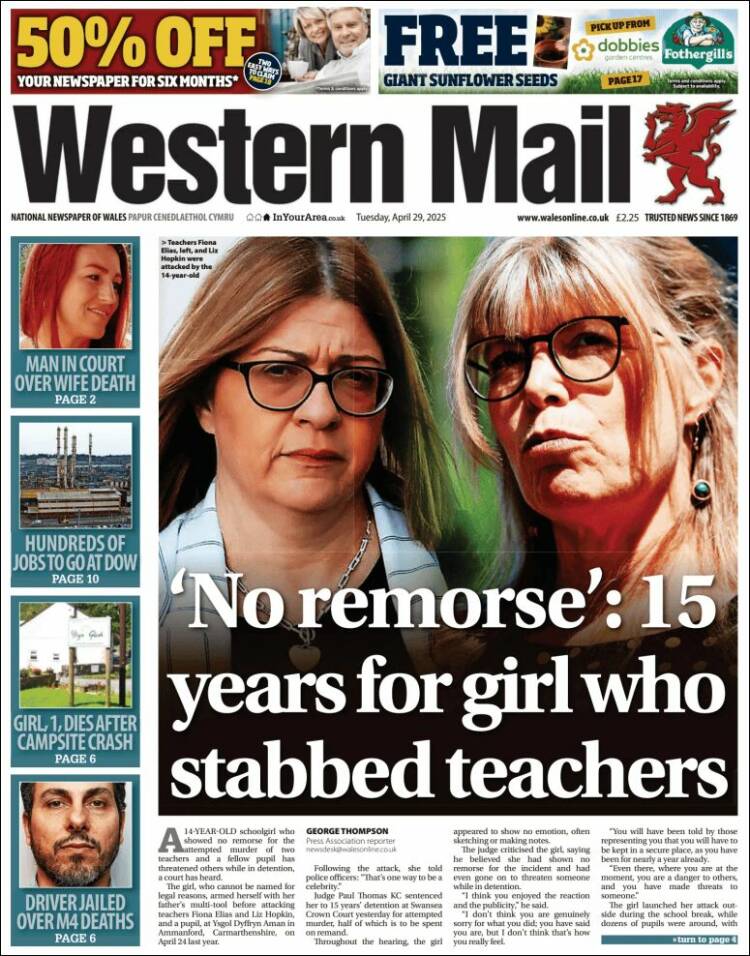 Portada de Western Mail (Reino Unido)