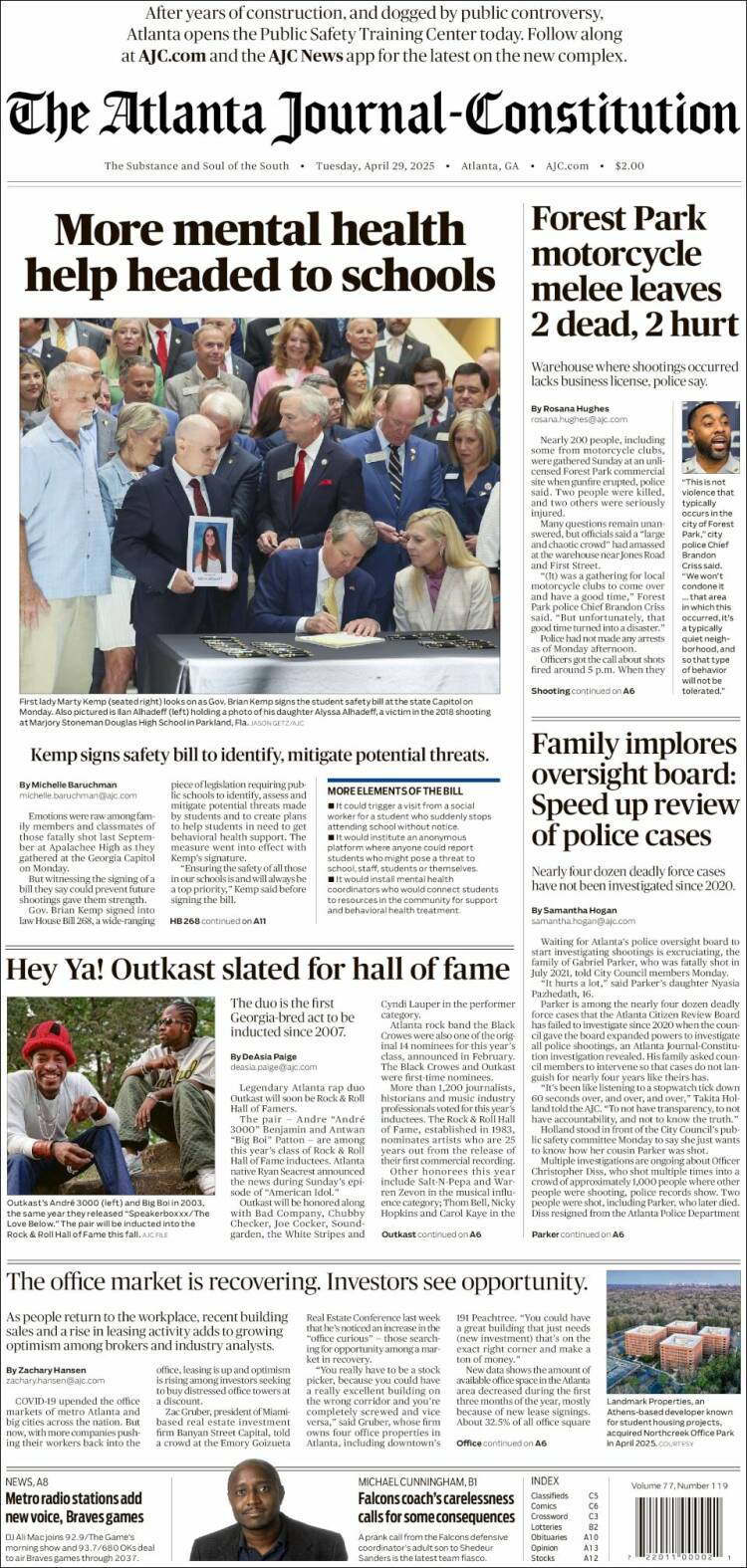 Portada de The Atlanta Journal-Constitution (USA)