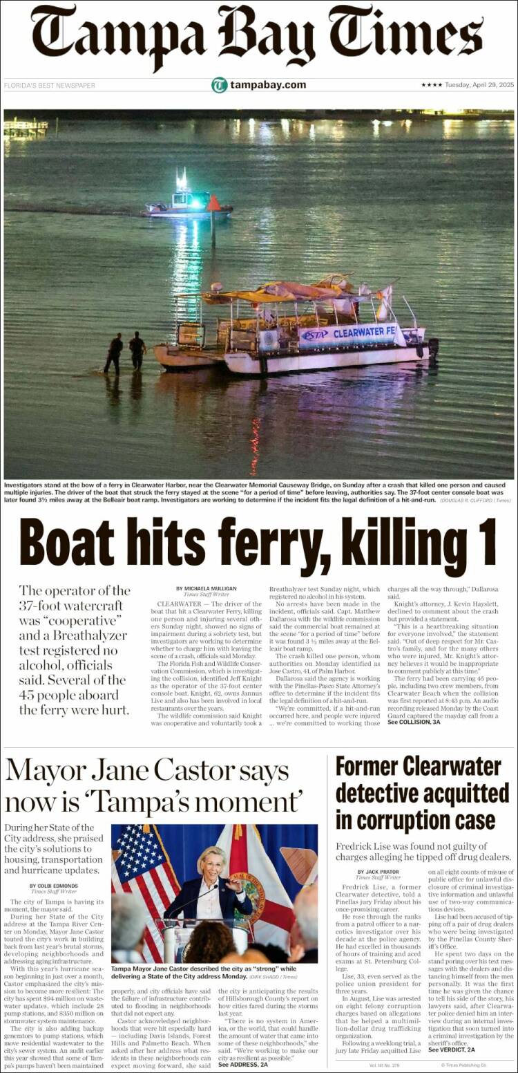 Portada de Tampa Bay Times (USA)