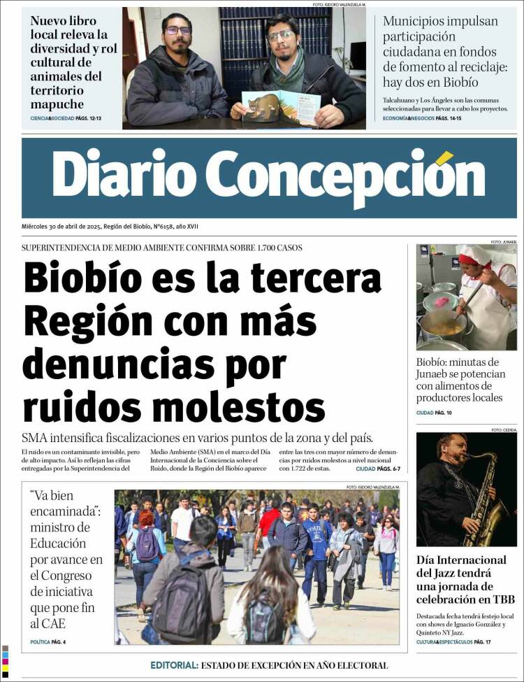 Portada de Diario de Concepción (Chile)