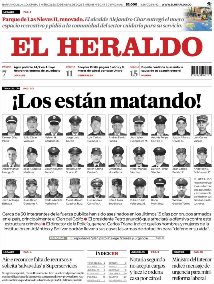 Portada de El Heraldo (Colombia)