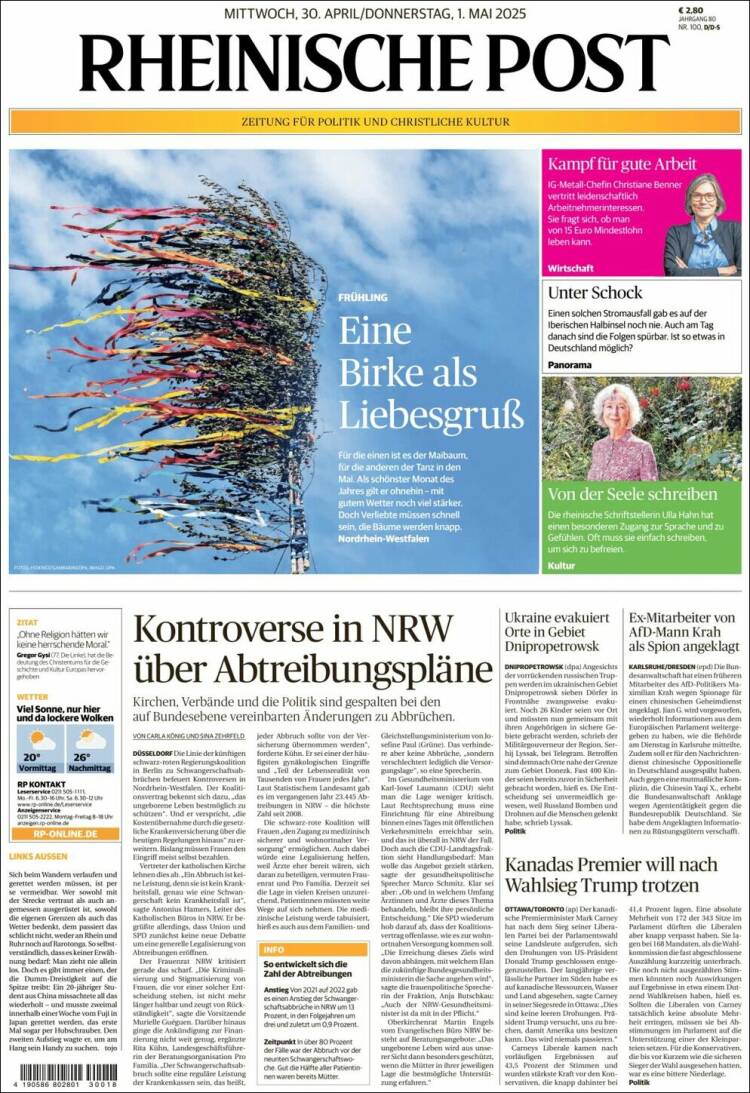 Portada de Rheinische Post (Alemania)