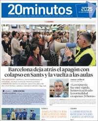 Portada de 20 Minutos - Barcelona (España)