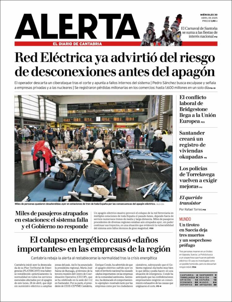 Portada de Alerta - El Diario de Cantabria (España)