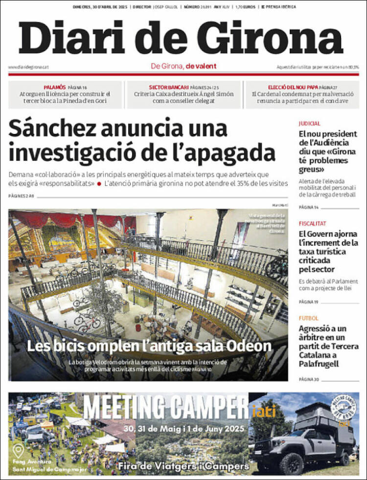 Portada de Diari de Girona (España)