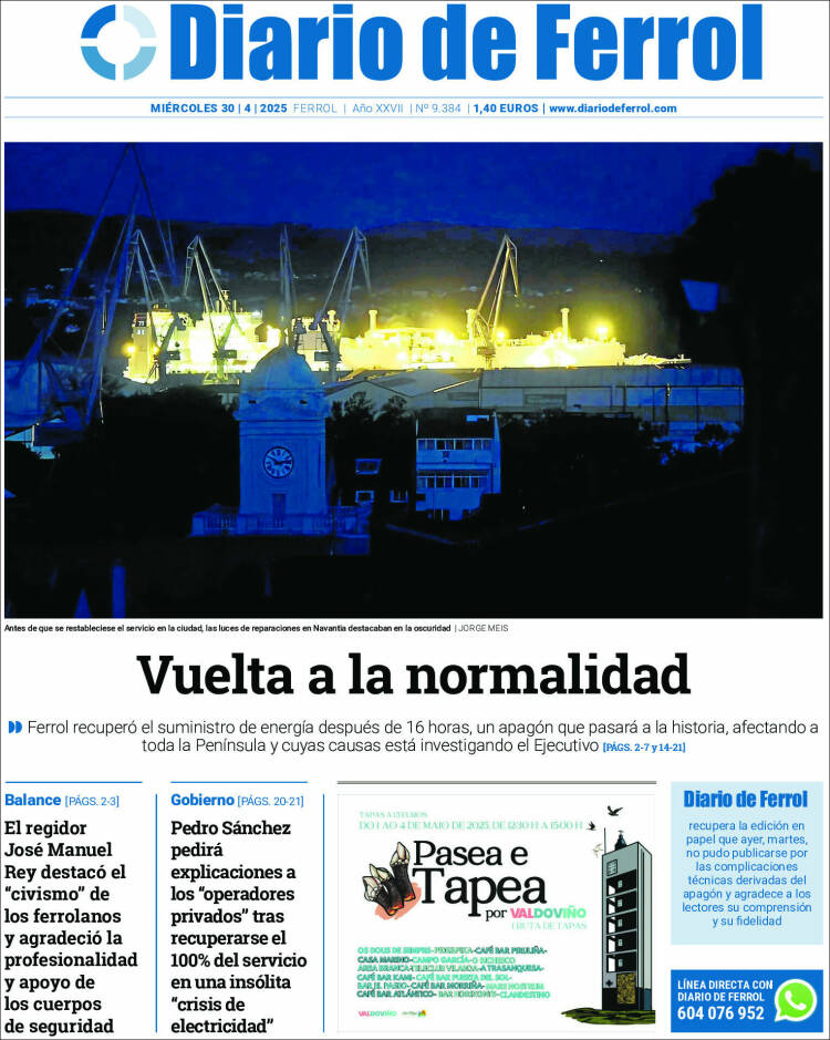 Portada de Diario de Ferrol (España)
