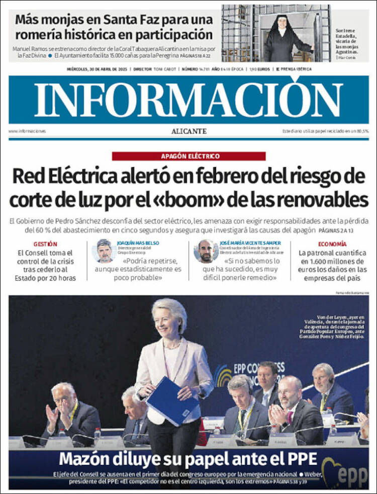 Portada de Diario Información (España)