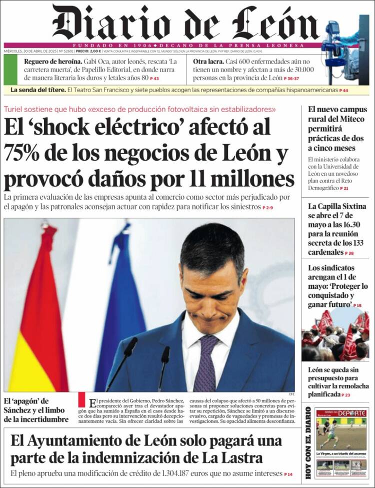 Portada de Diario de León (España)