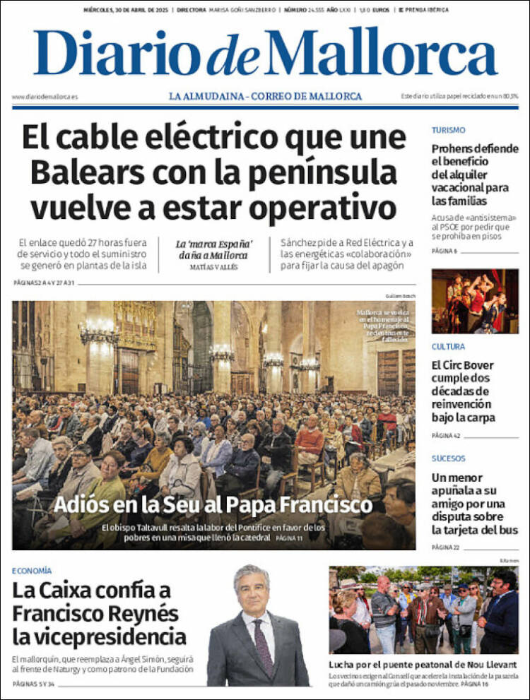 Portada de Diario de Mallorca (España)