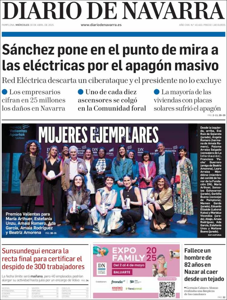 Portada de Diario de Navarra (España)
