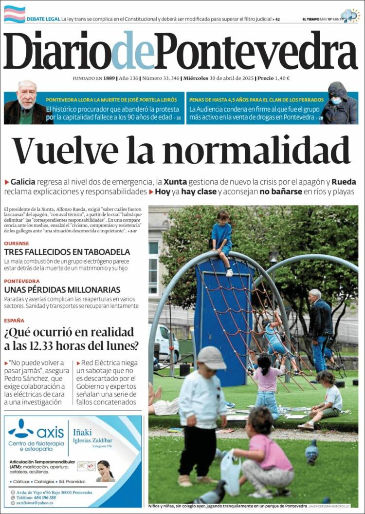 Portada de Diario de Pontevedra (España)