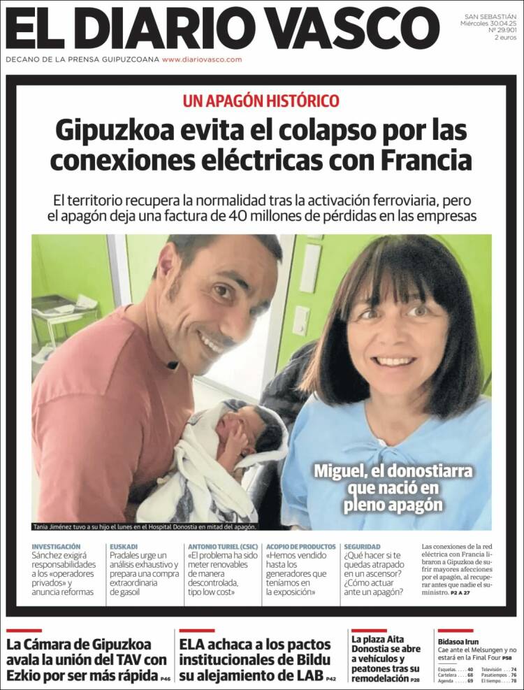 Portada de Diario Vasco (España)