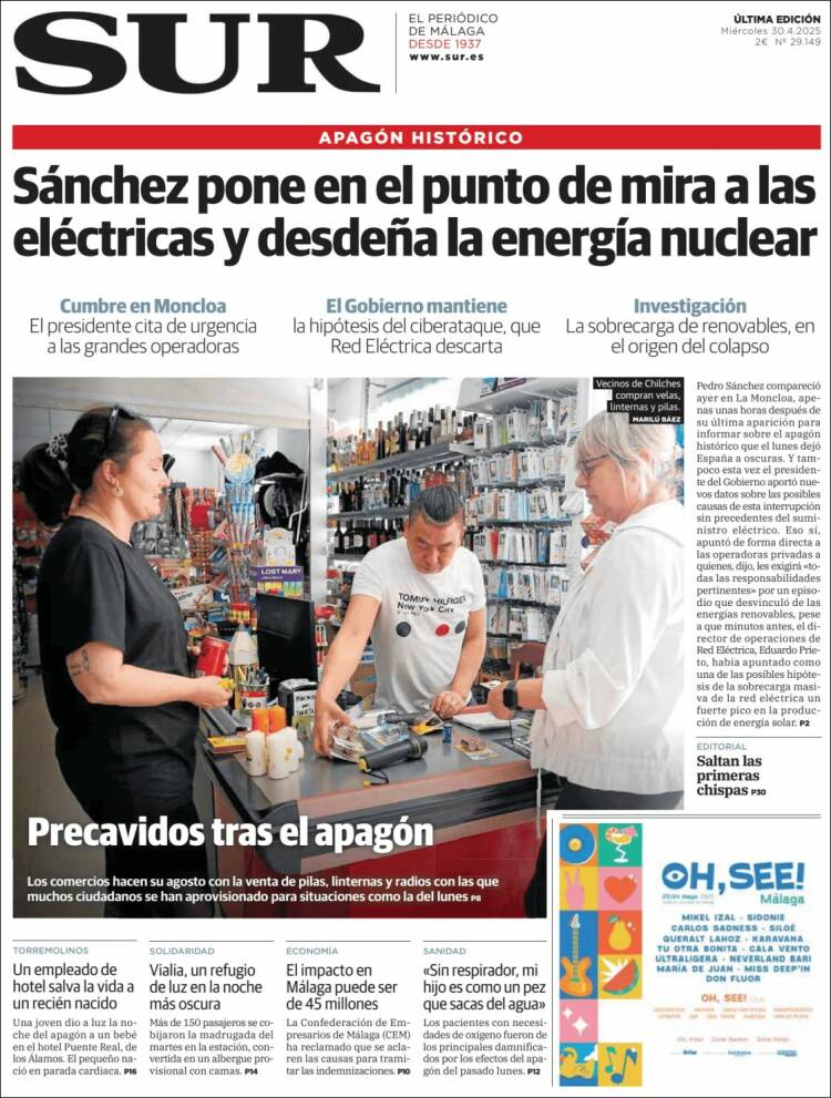 Portada de Diario el Sur (España)