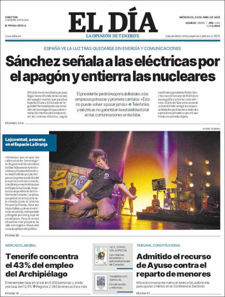 Portada de El Día (España)