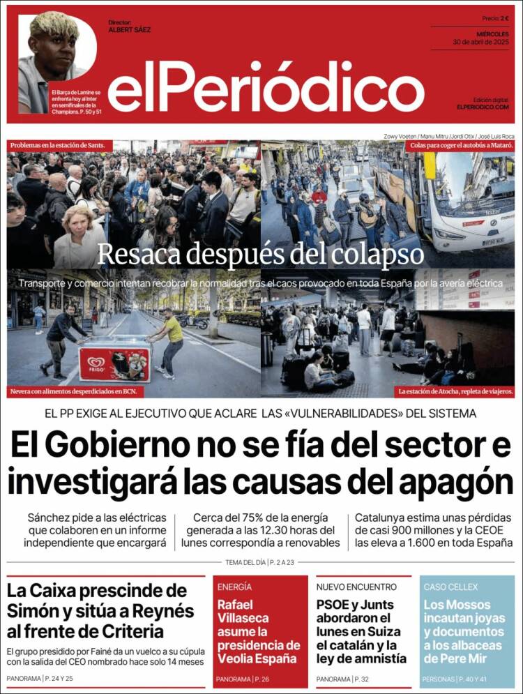 Portada de El Periódico (España)