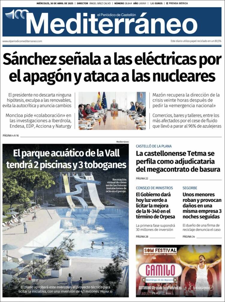 Portada de El Periódico Mediterraneo (España)