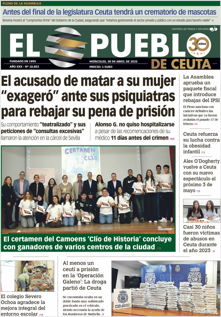 Portada de El Pueblo de Ceuta (España)
