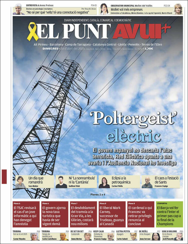 Portada de El Punt Avui (España)