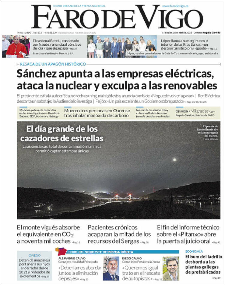 Portada de Faro de Vigo (España)
