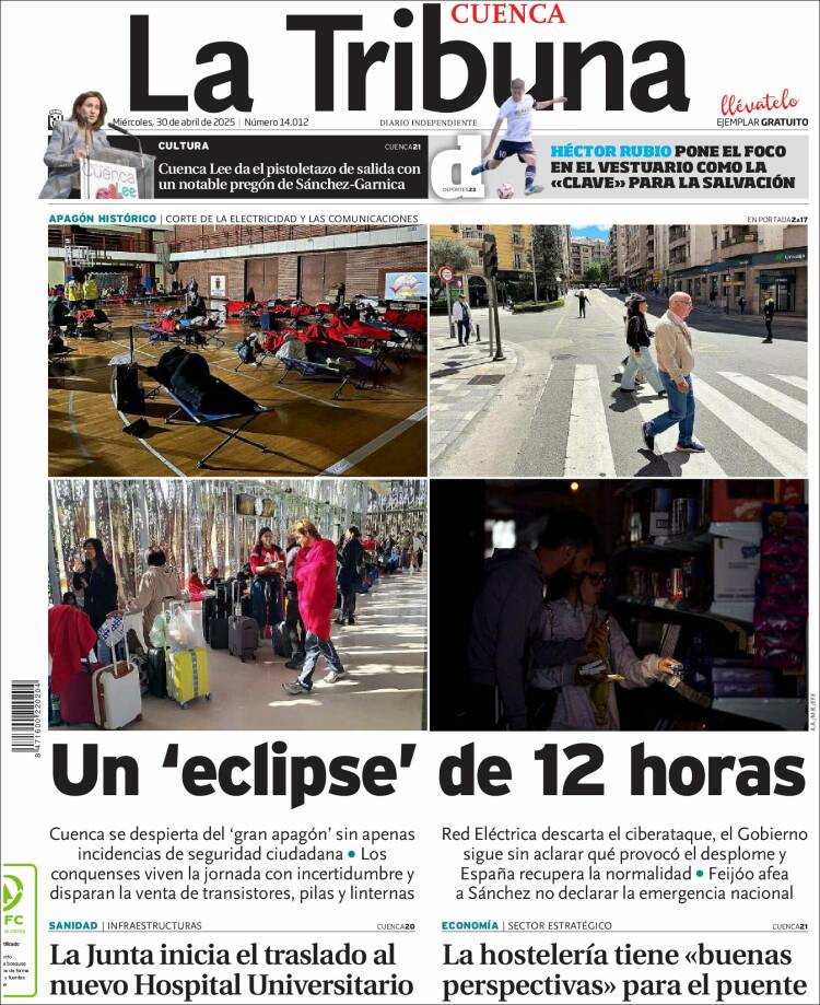 Portada de La Tribuna de Cuenca (España)