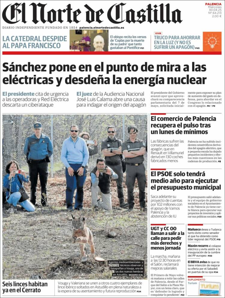Portada de Norte de Castilla - Palencia (España)