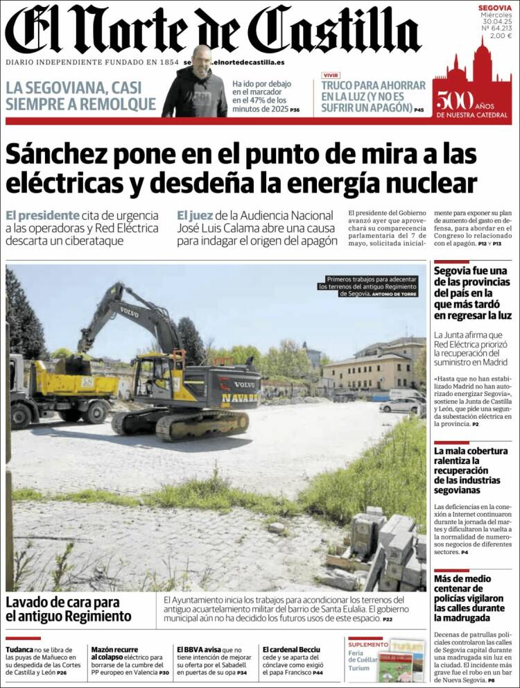 Portada de Norte de Castilla - Segovia (España)