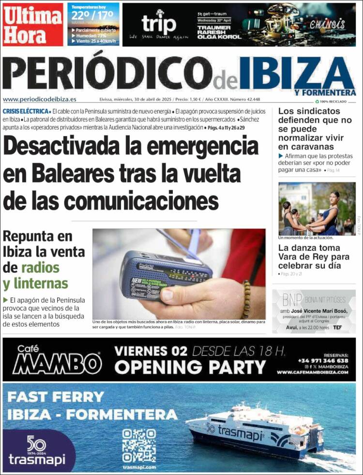 Portada de Periódico de Ibiza (España)