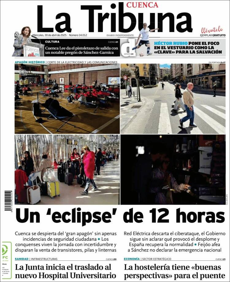 Portada de La Tribuna de Cuenca (España)