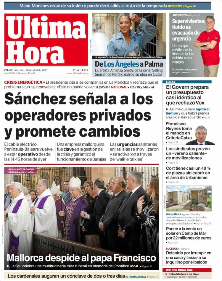 Portada de Última Hora (España)