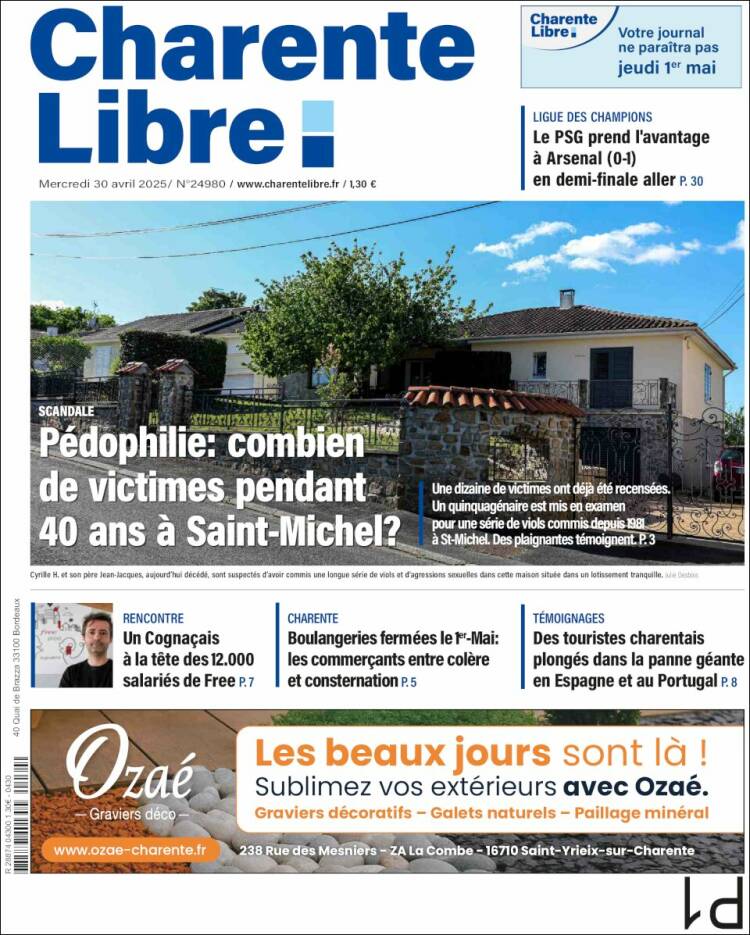 Portada de Charente Libre (Francia)