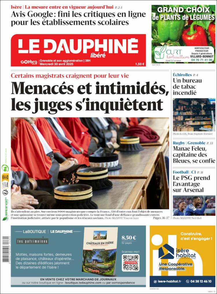 Portada de Le Dauphiné Libéré (Francia)