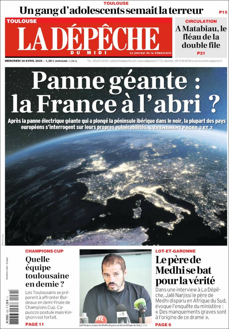 Portada de La Dépêche du Midi (Francia)