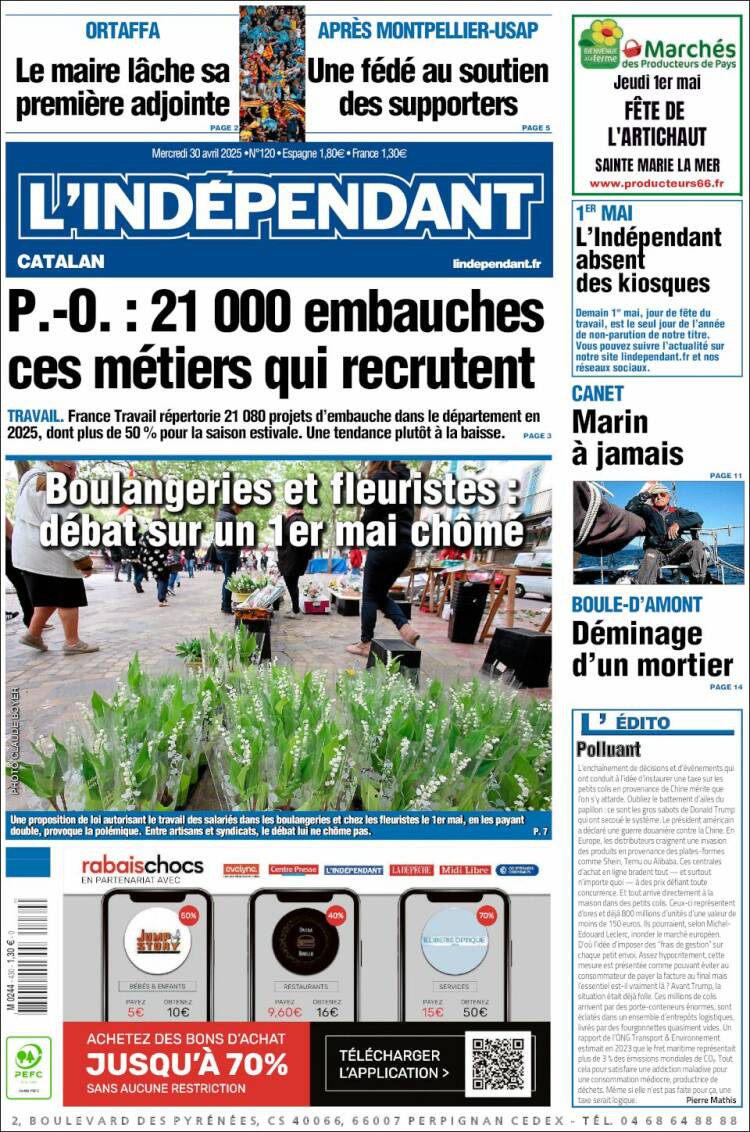 Portada de Le Indépendant (France)
