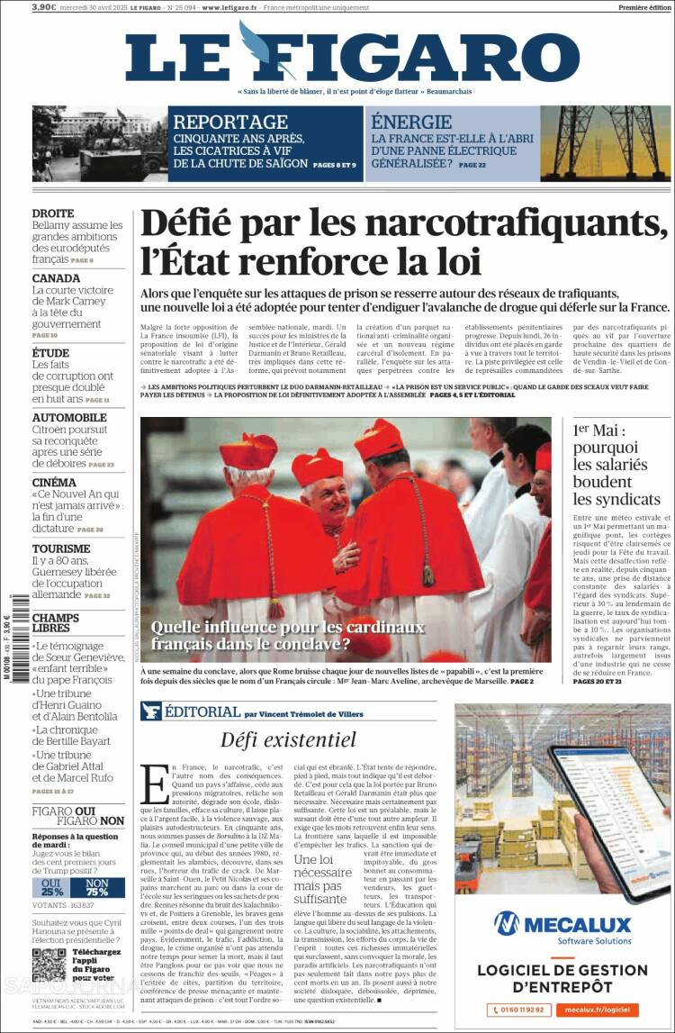 Portada de Le Figaro (Francia)