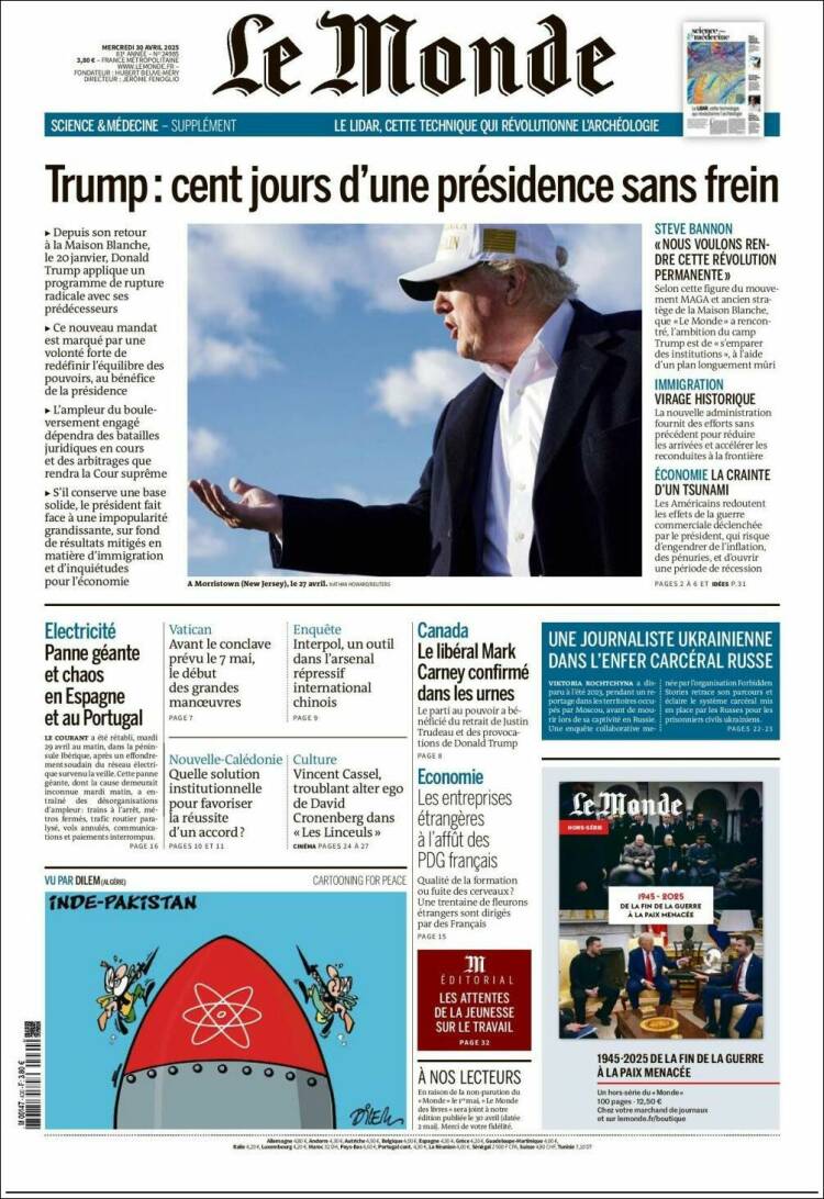 Portada de Le Monde (Francia)