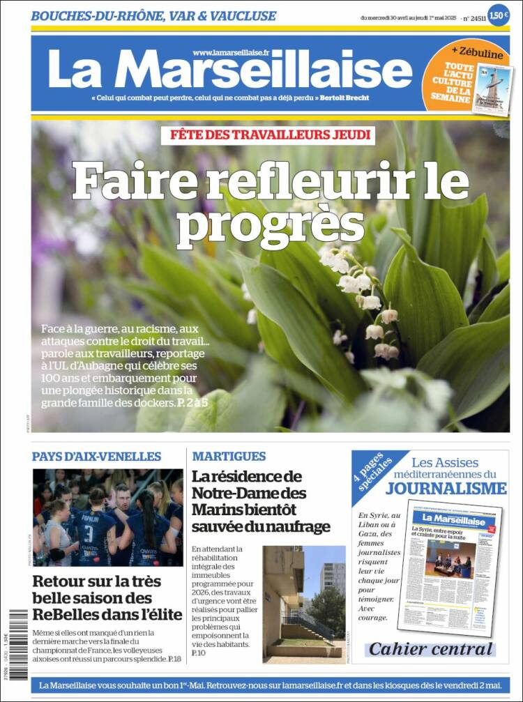Portada de La Marseillaise (Francia)