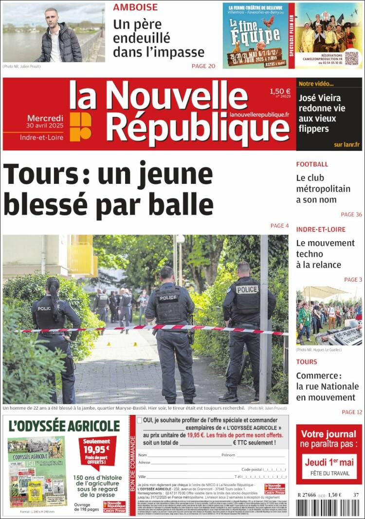 Portada de La Nouvelle Republique (Francia)