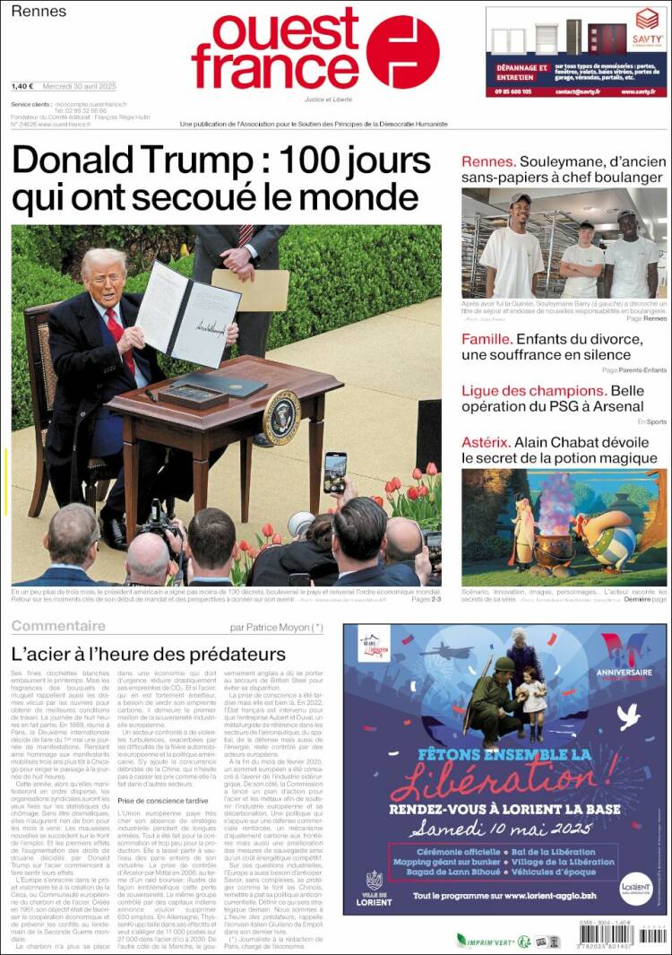 Portada de Ouest France (Francia)