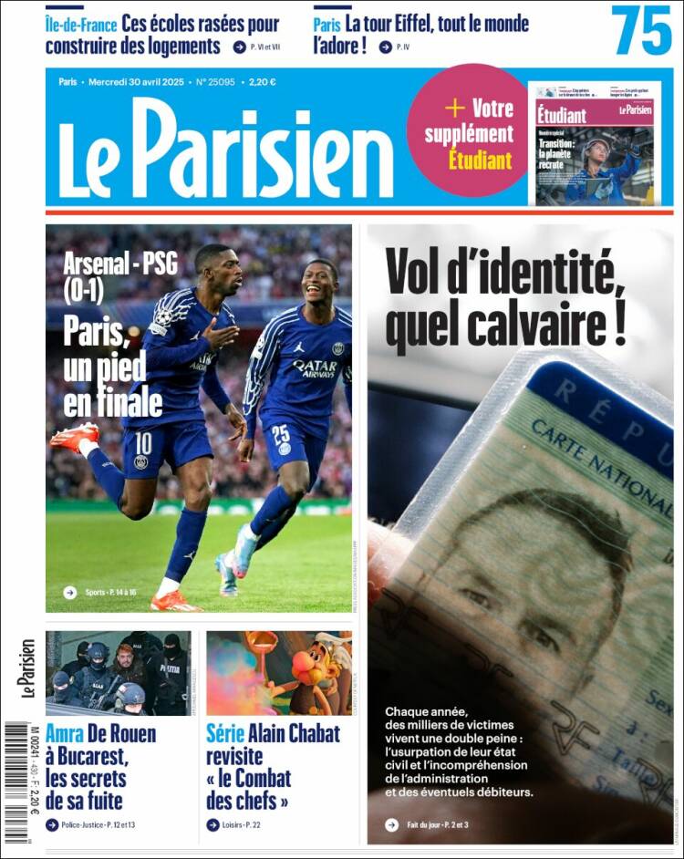 Portada de Le Parisien (Francia)