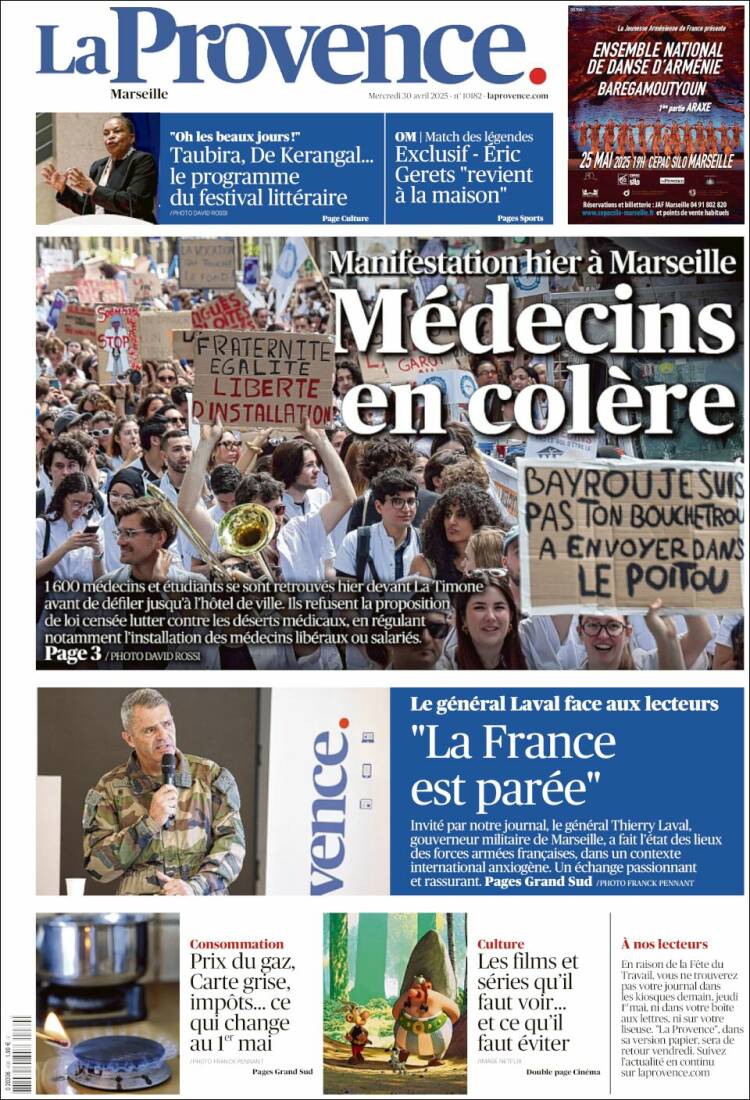 Portada de La Provence (Francia)