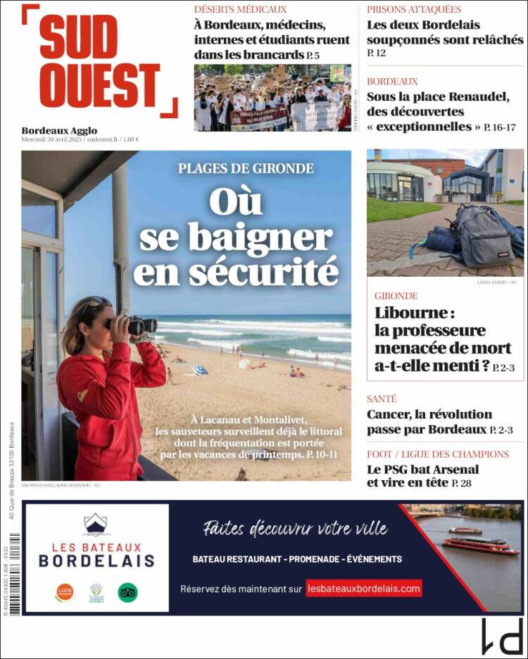 Portada de Sud Ouest (Francia)