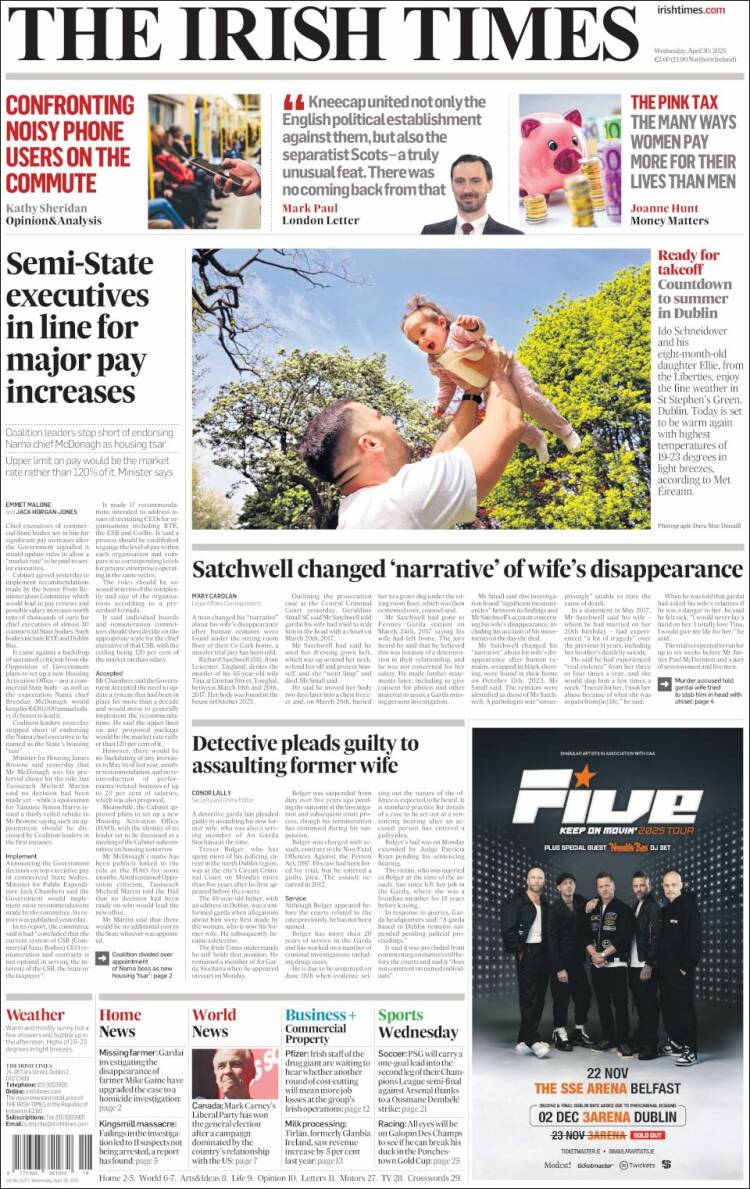 Portada de Irish Times (Irlanda)