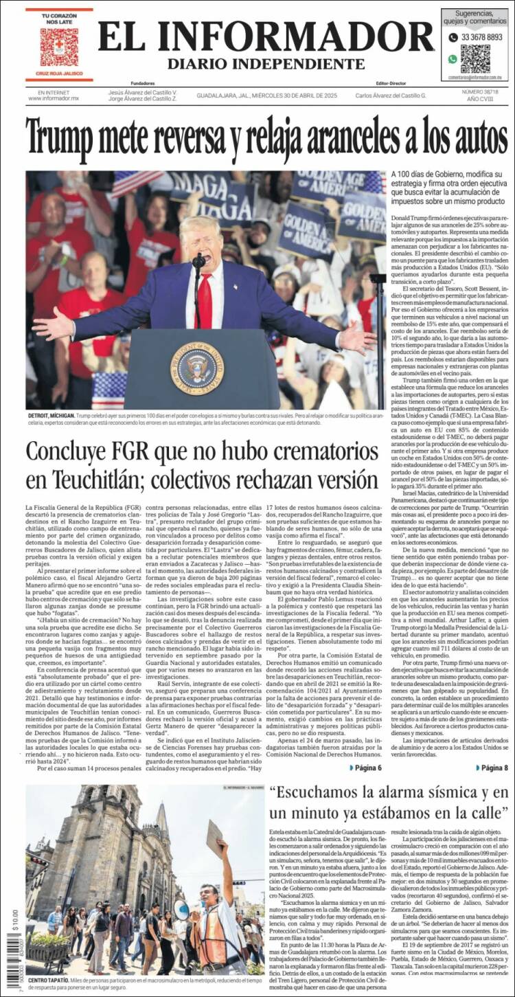 Portada de El Informador (México)