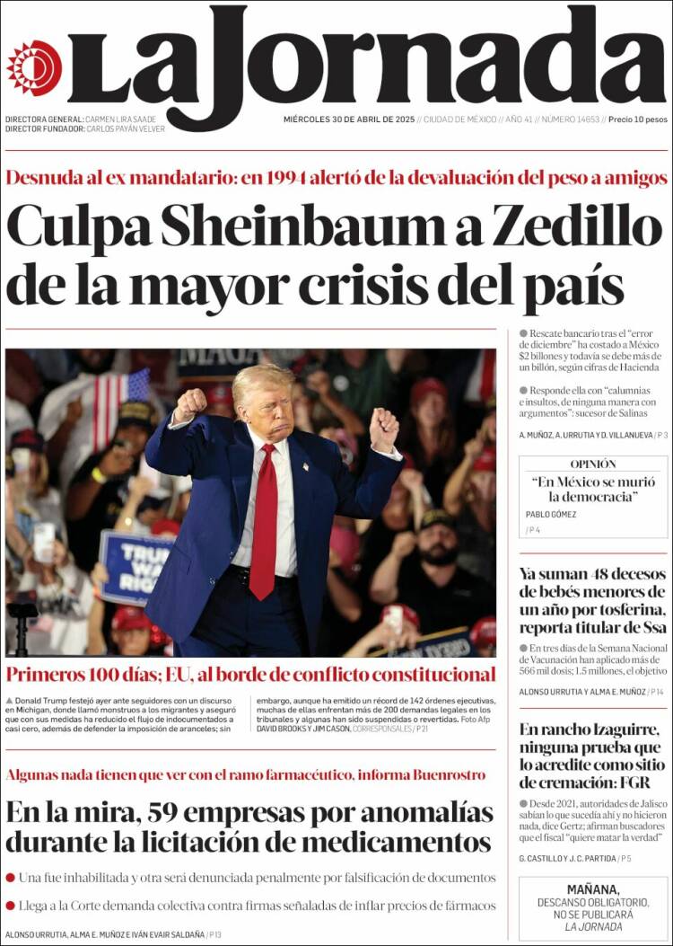 Portada de La Jornada (México)