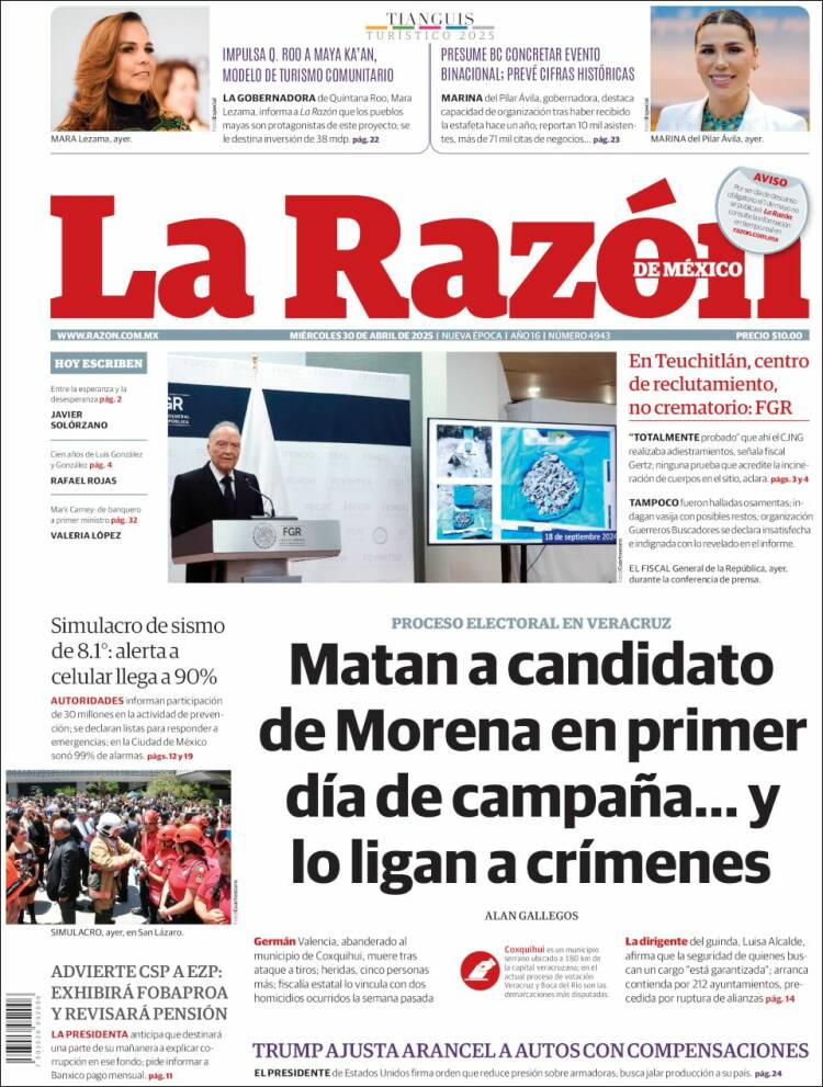 Portada de La Razón (México)