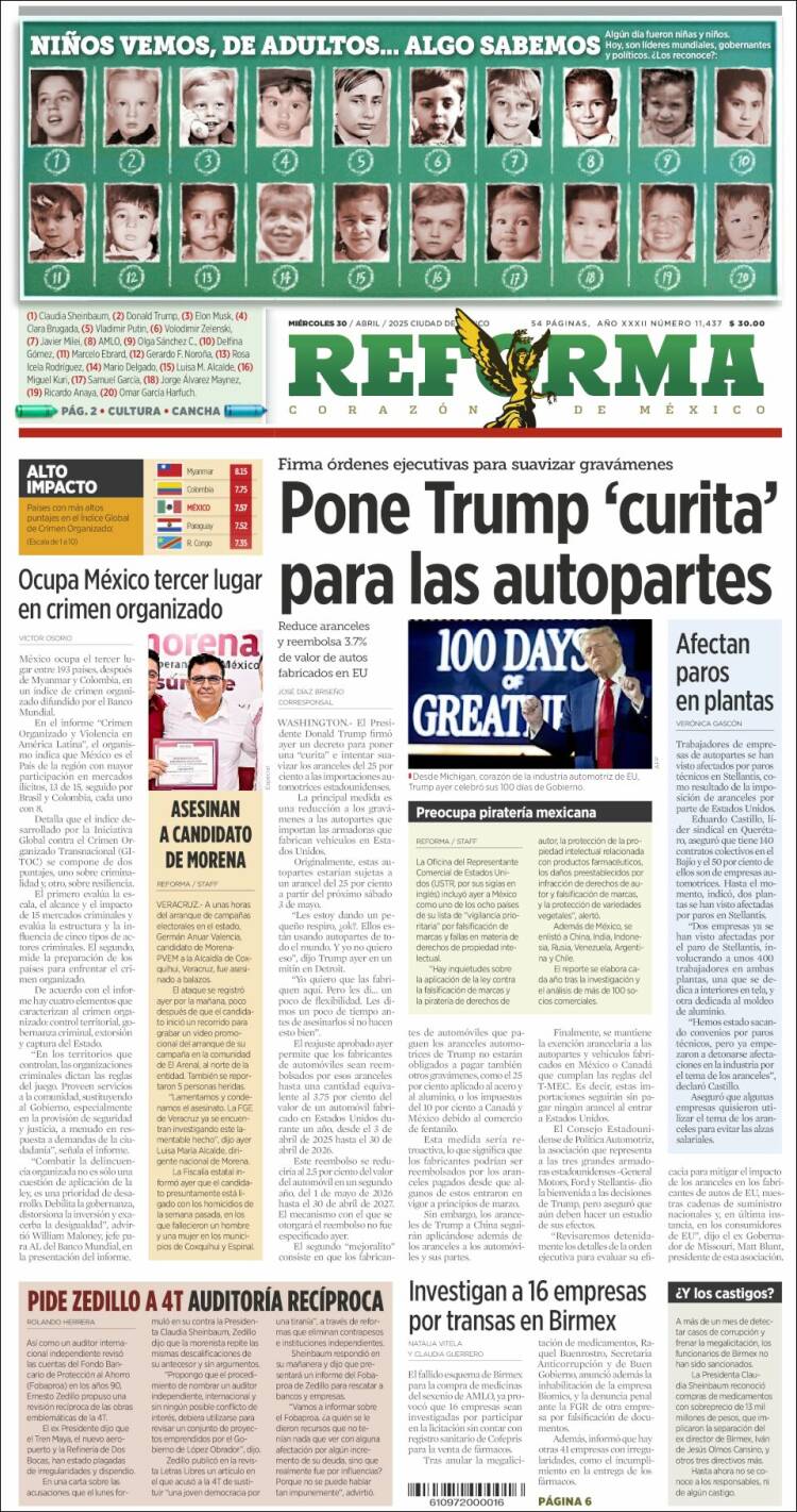 Portada de Reforma (México)