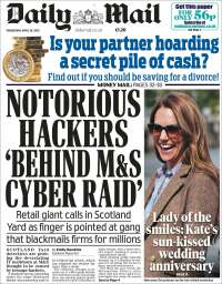 Portada de Daily Mail (Reino Unido)